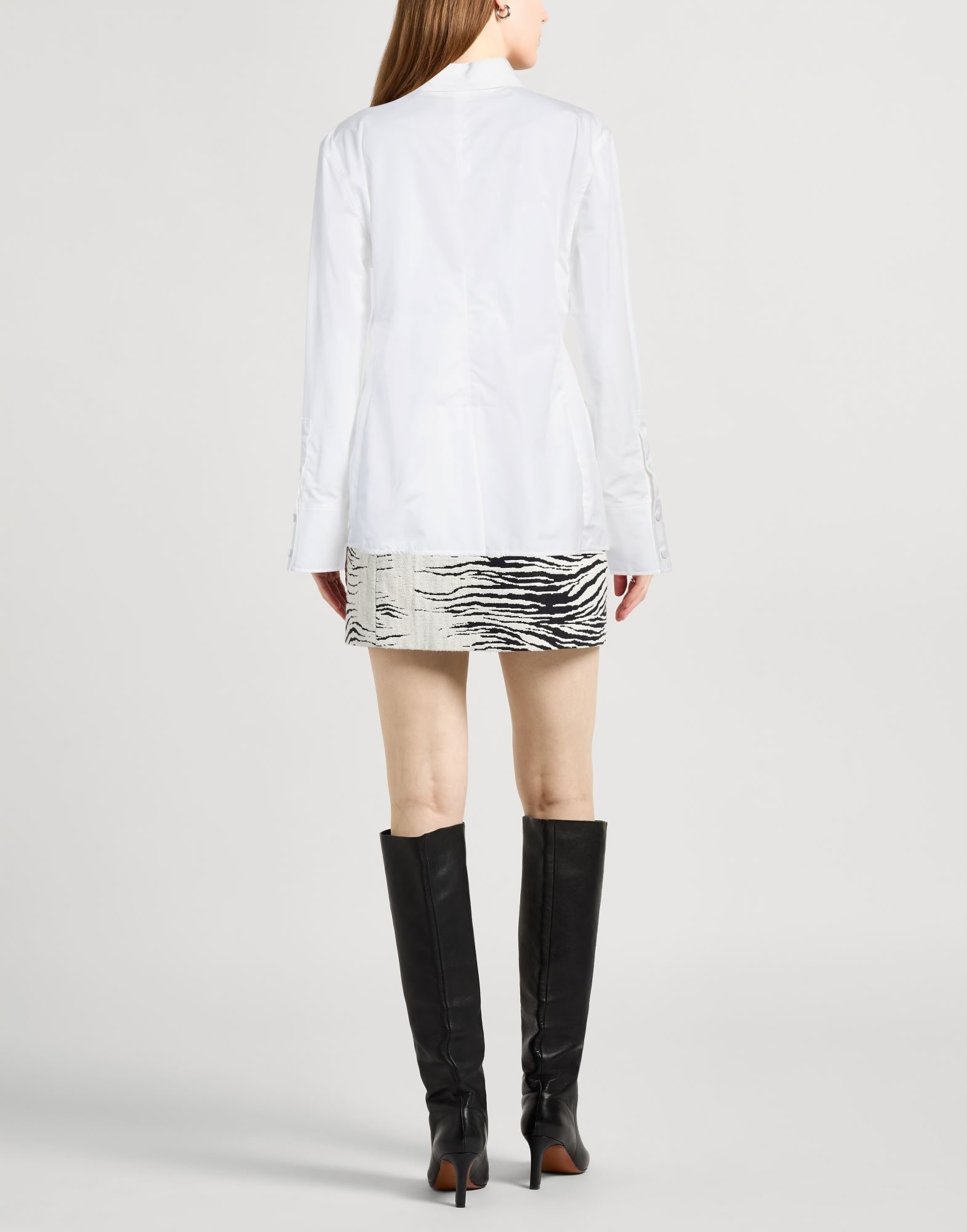 White Women's Solid Color Shirts & Blouses - 3