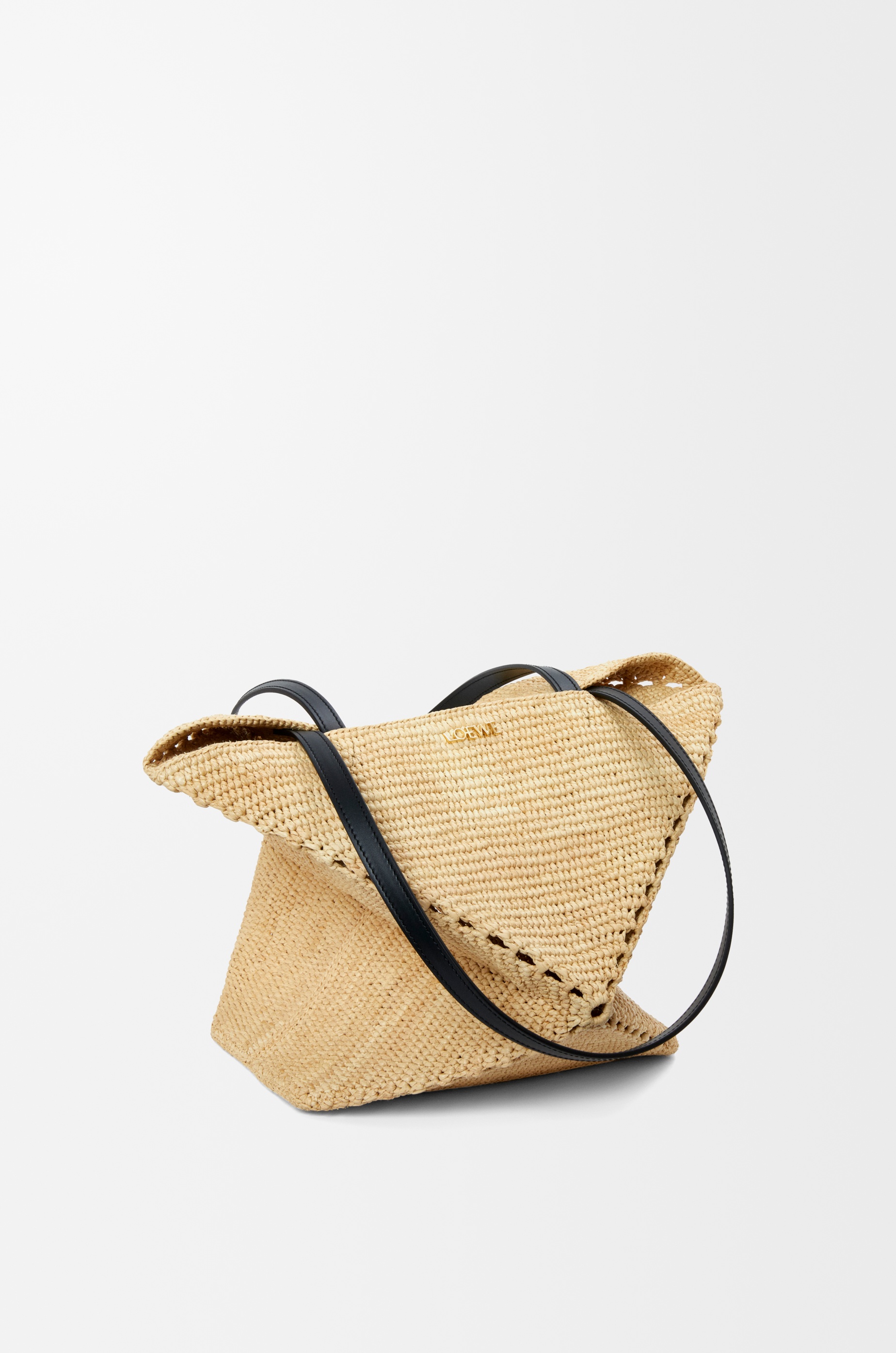 Medium Puzzle Fold tote in raffia - 5