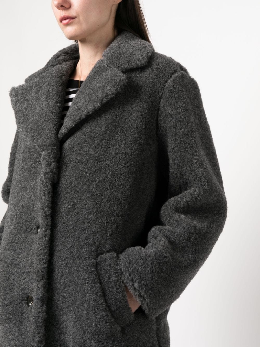 Nicolette brushed single-breasted coat - 5