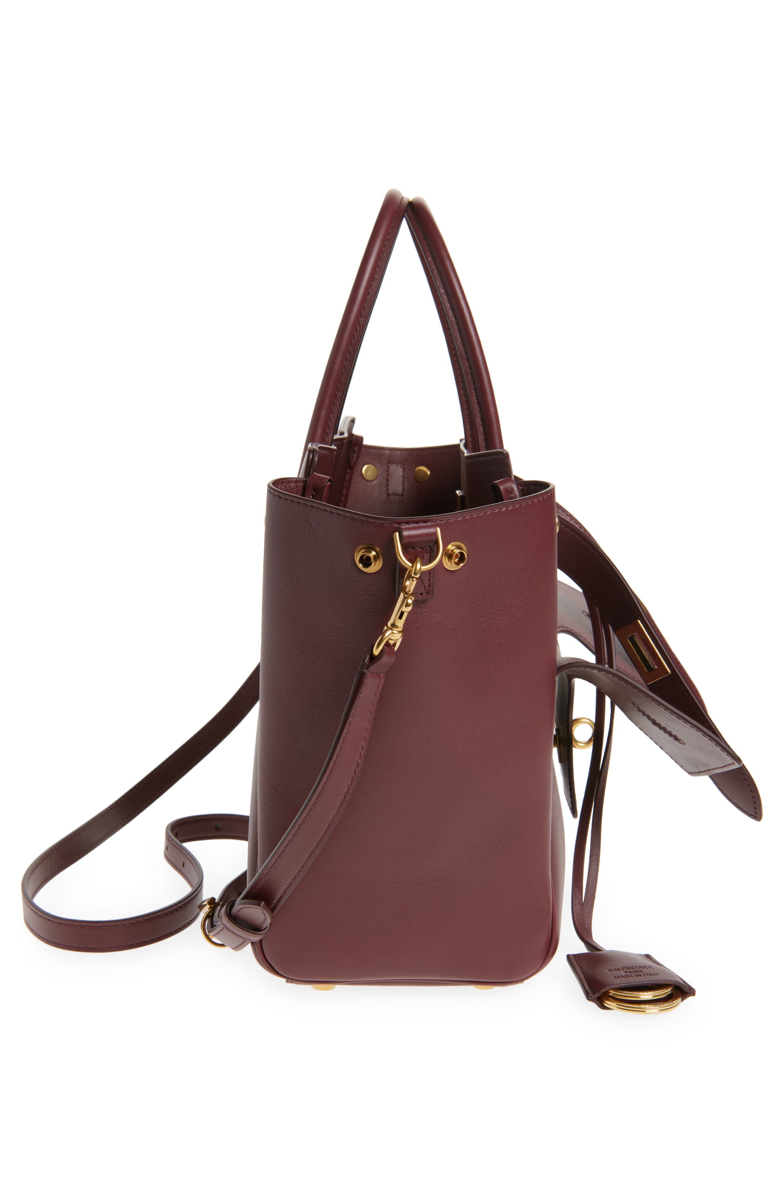 Balenciaga Small Bel Air Leather Tote in 6034 Dark Burgundy at Nordstrom - 7