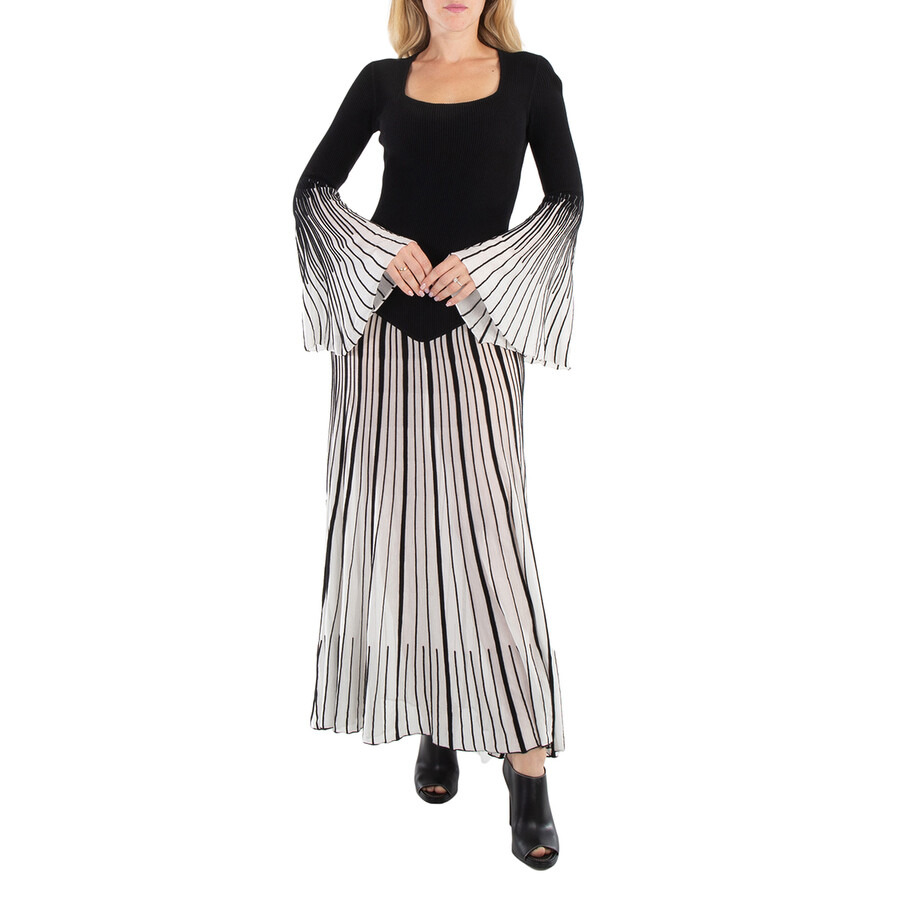 Chloe Ladies Black Pleated Knitted Maxi Dress - 4