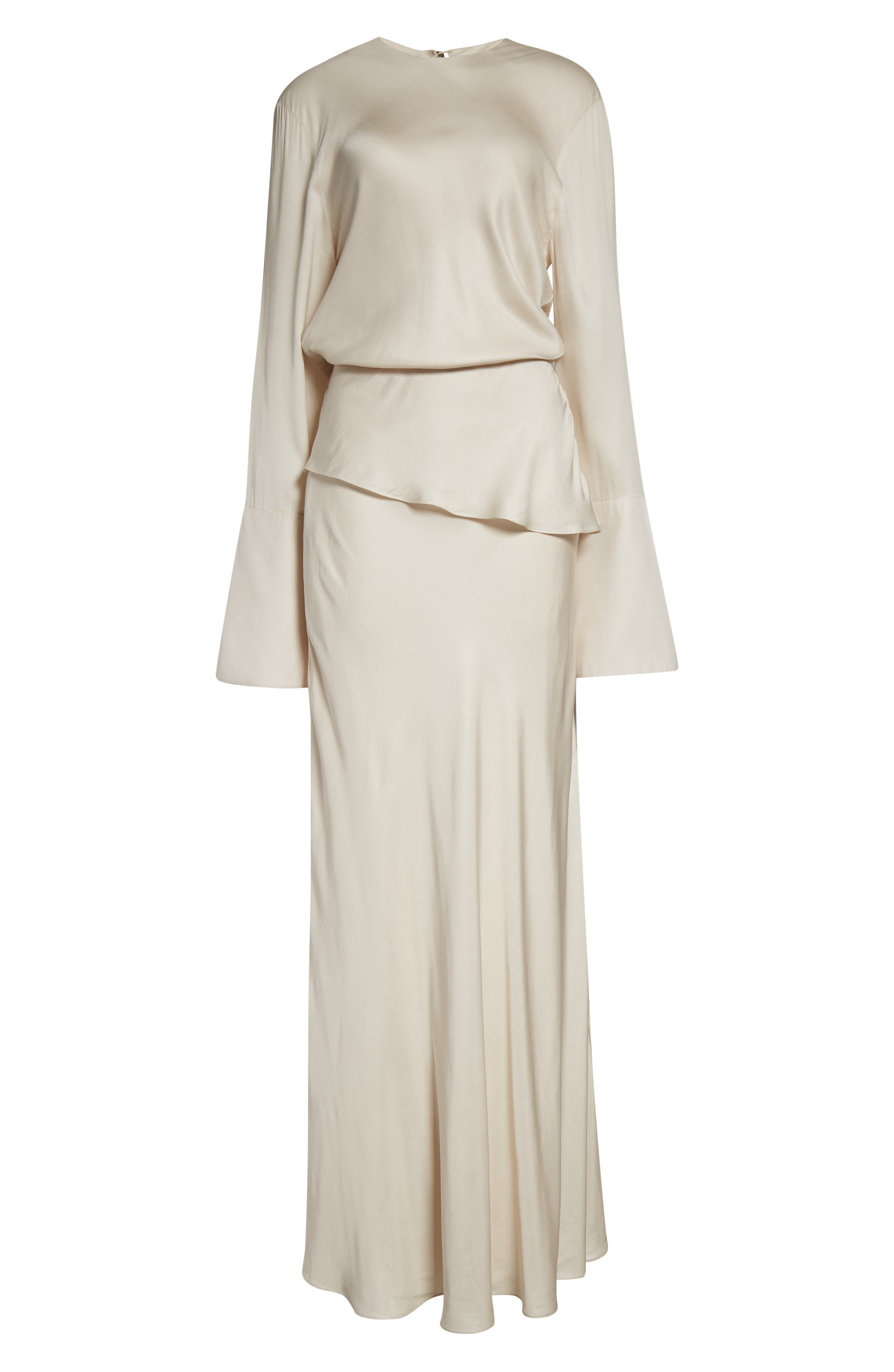 Brandon Maxwell The Violet Long Sleeve Twill Gown in Pearl at Nordstrom - 5