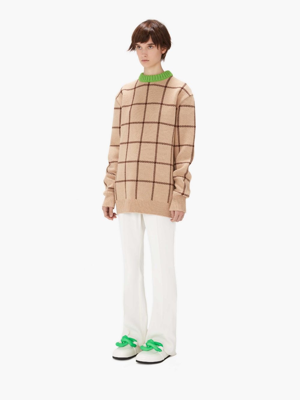 check-print merino jumper - 4