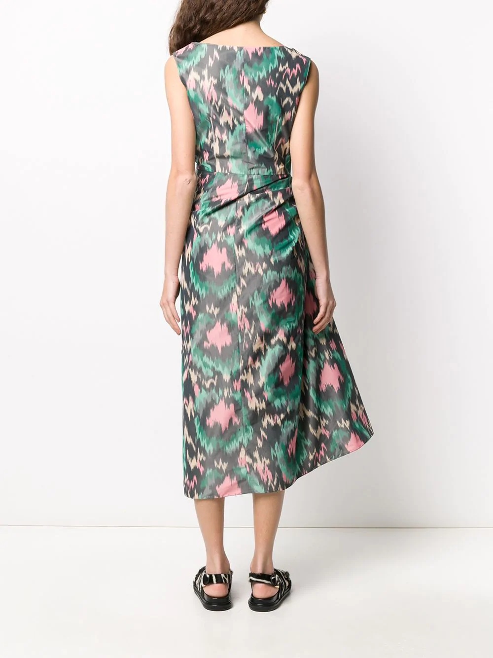 abstract-print side bow dress - 4