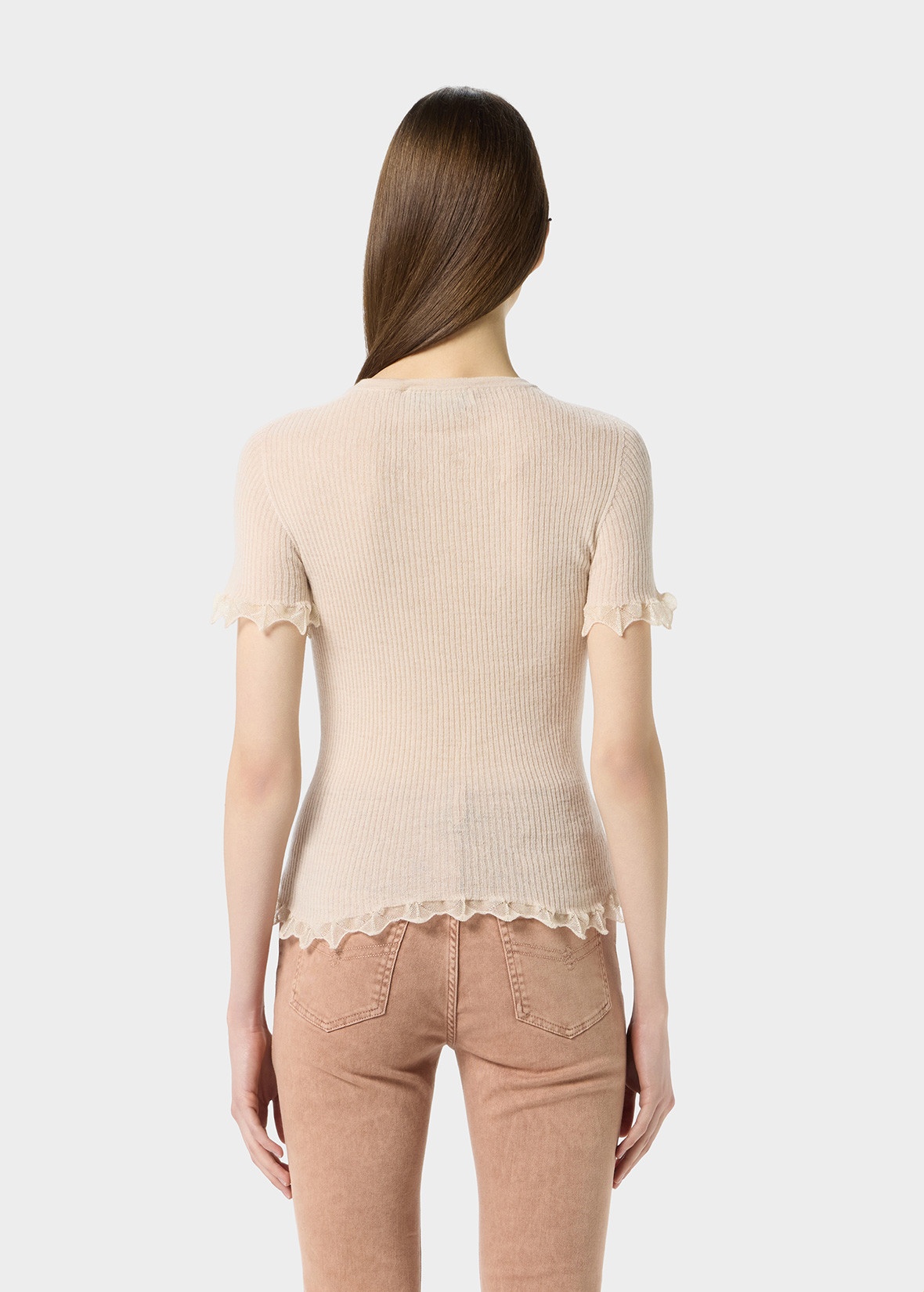 RIBBED SWEATER WITH LAMÉ SCALLOPED HEM - 4