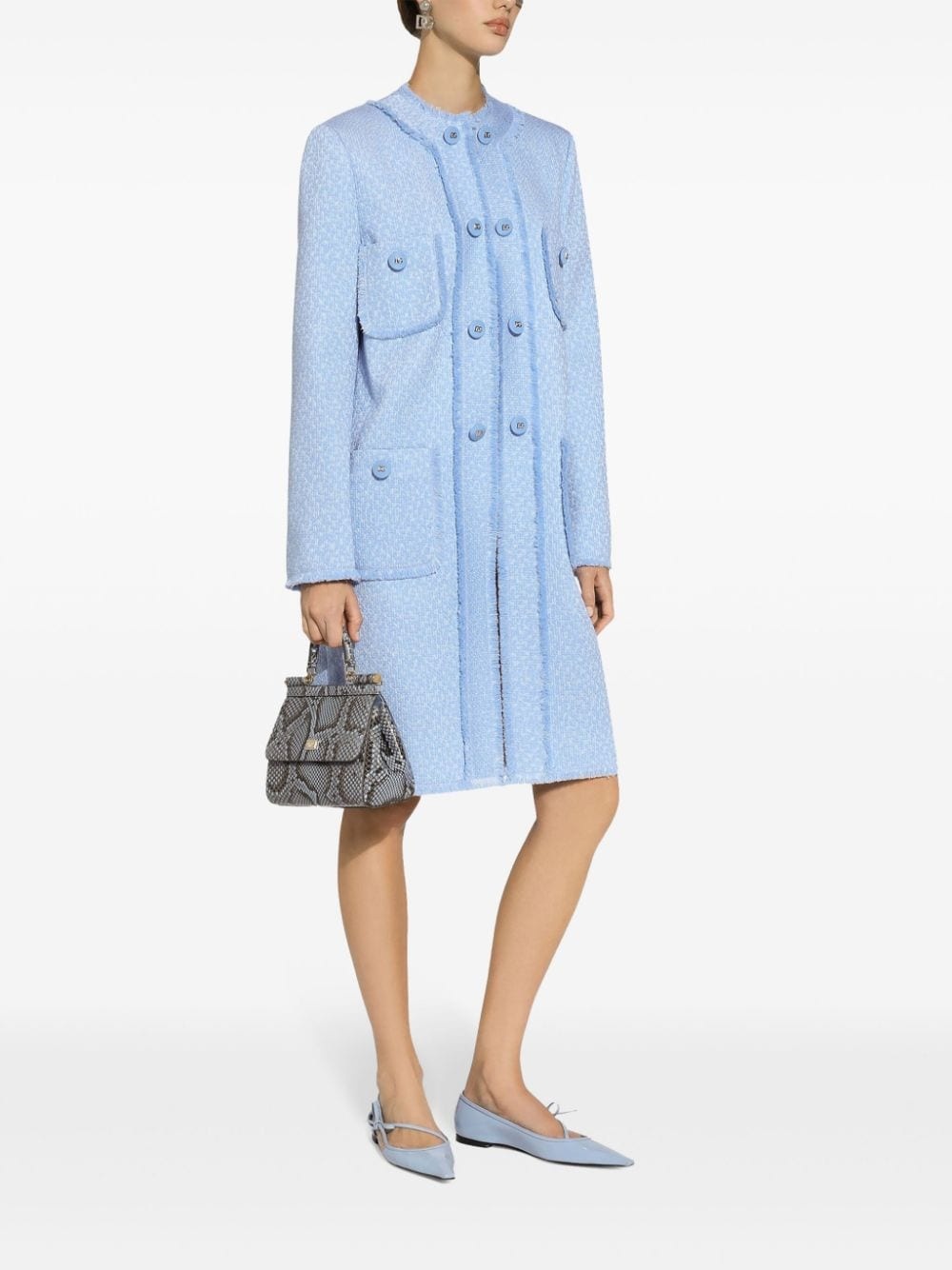 single-breasted bouclÃ© coat - 2