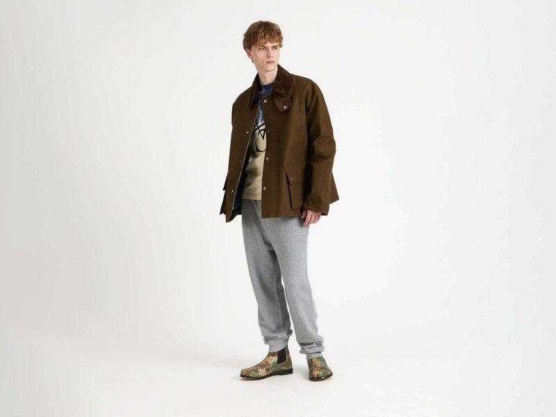 JW Anderson MENS RAGLAN SLEEVE OUTDOOR JACKET IN DARK OLIVE outlook