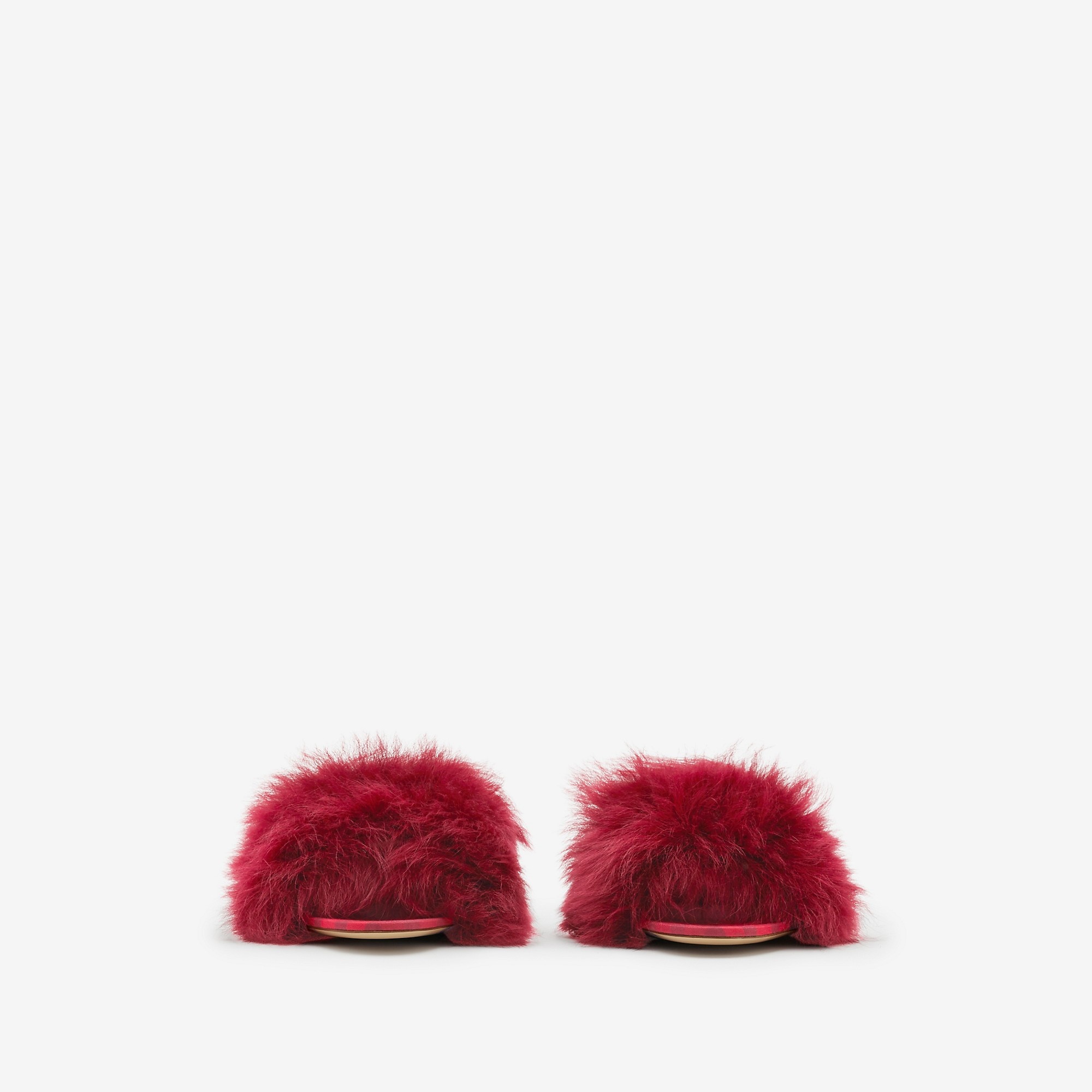 【関税込み】Burberry レッド Minnie ミュール Burberry Shearling Minnie Mules | REVERSIBLE