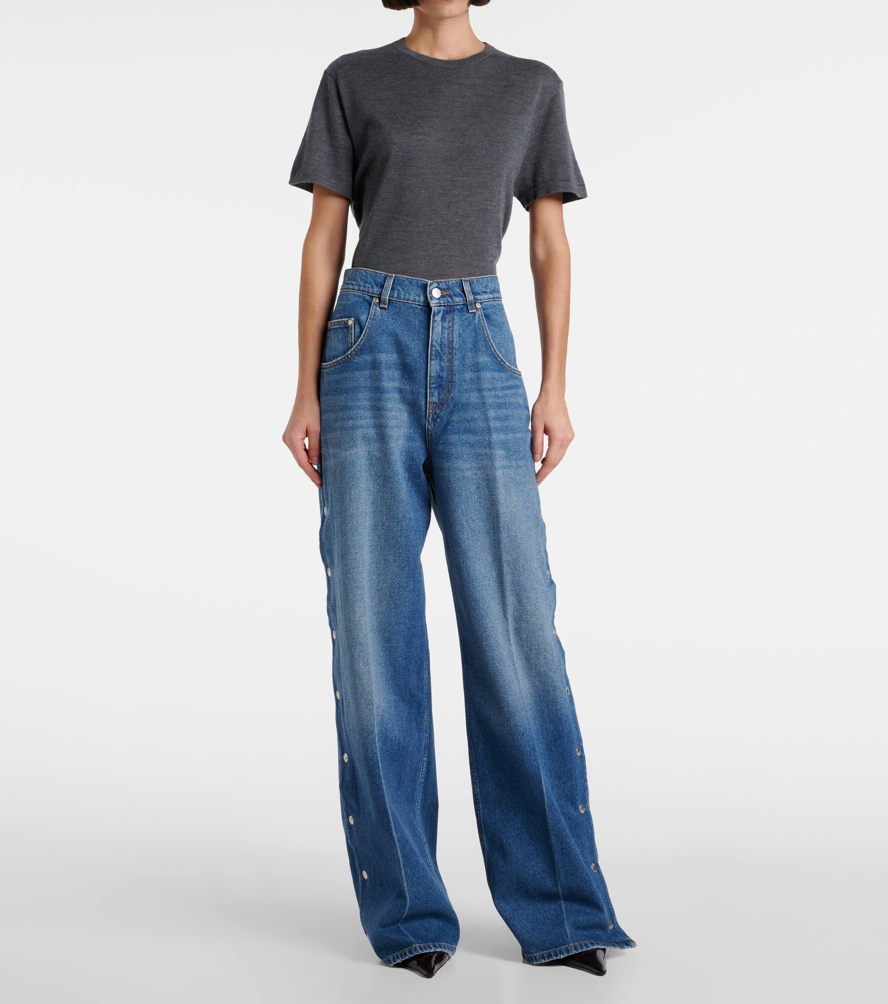 Mid-rise wide-leg jeans - 7