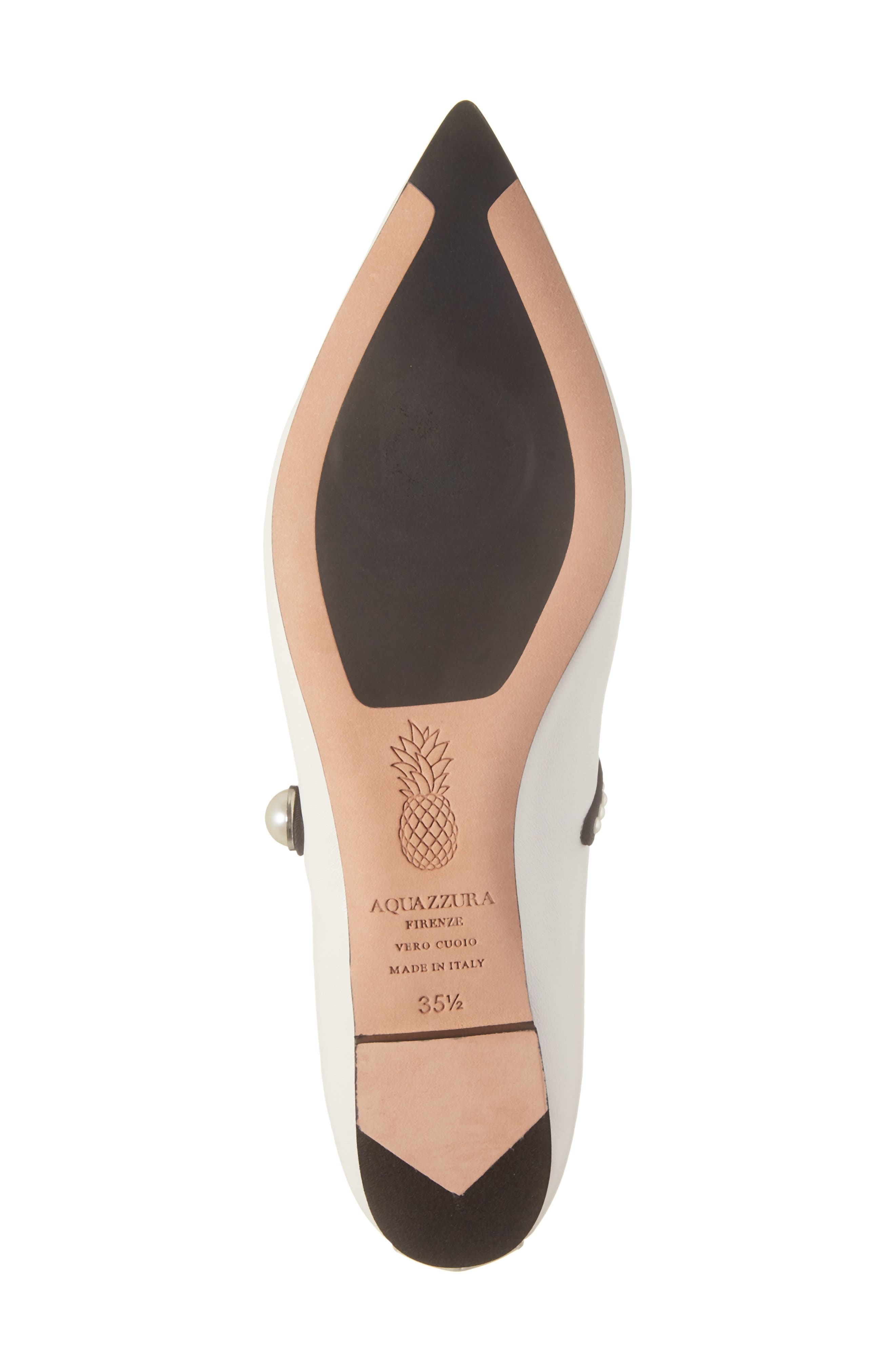 Romy Pearly Strap Pointed Toe Mary Jane Flat - 6