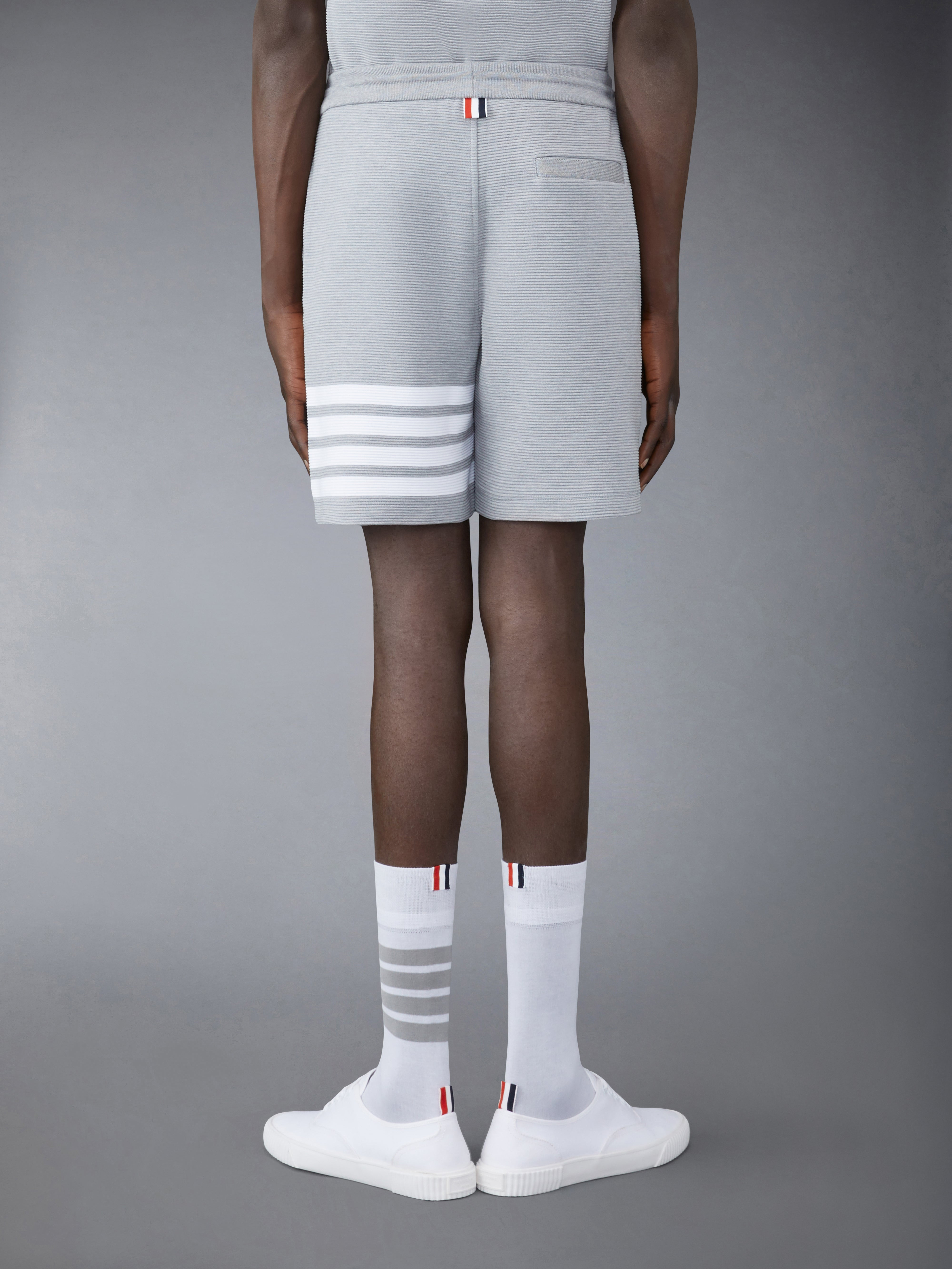 Light Grey Cotton Ottoman Rib 4-Bar Sweatshort - 3