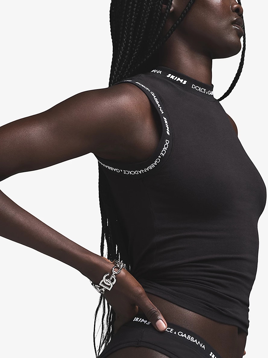Dolce & Gabbana x SKIMS mock-neck sleeveless stretch-cotton top - 4
