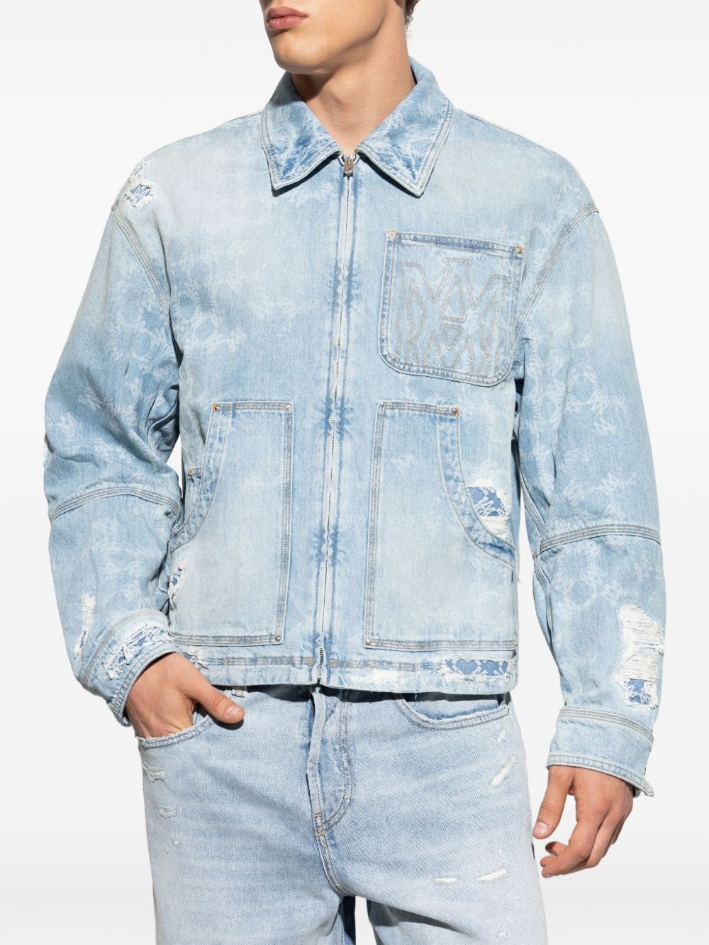 distressed denim jacket - 3