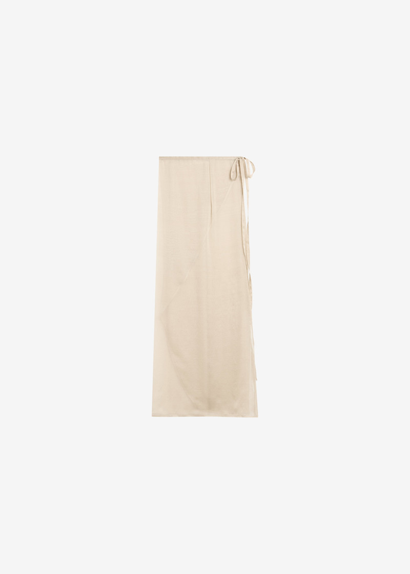 Oria Sheer Silk Chiffon Wrap Skirt - Beige 1