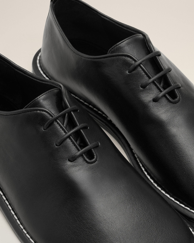 BLACK COW LEATHER MIDI DERBIES SHOES 5