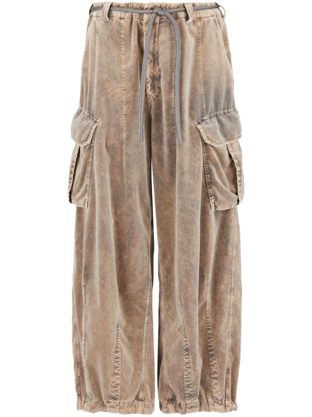 belted cotton cargo trousers - 1