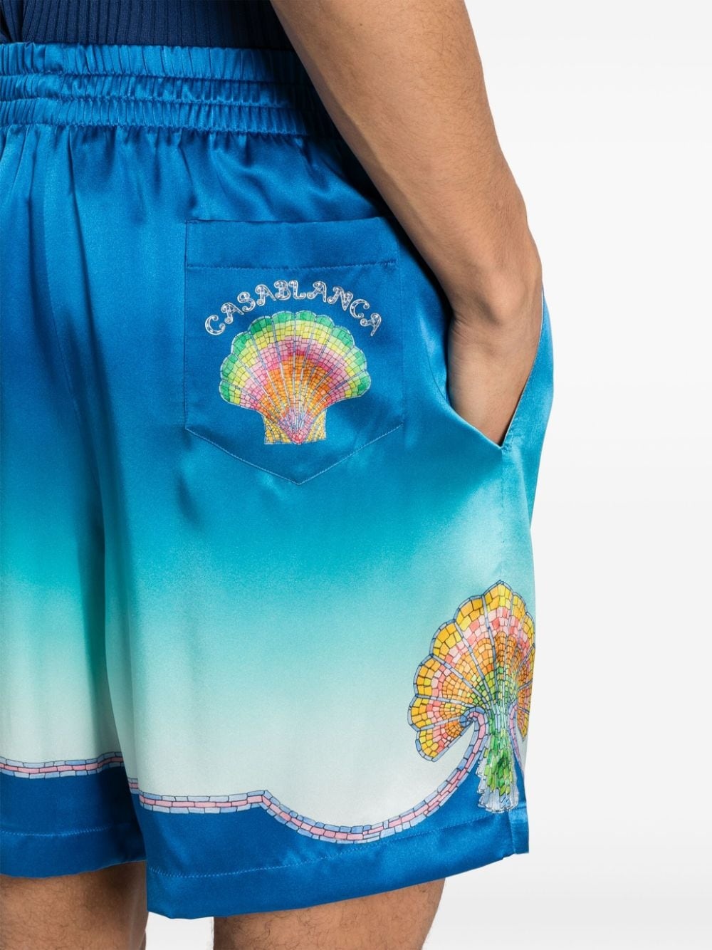 ombré mosaic silk shorts - 5