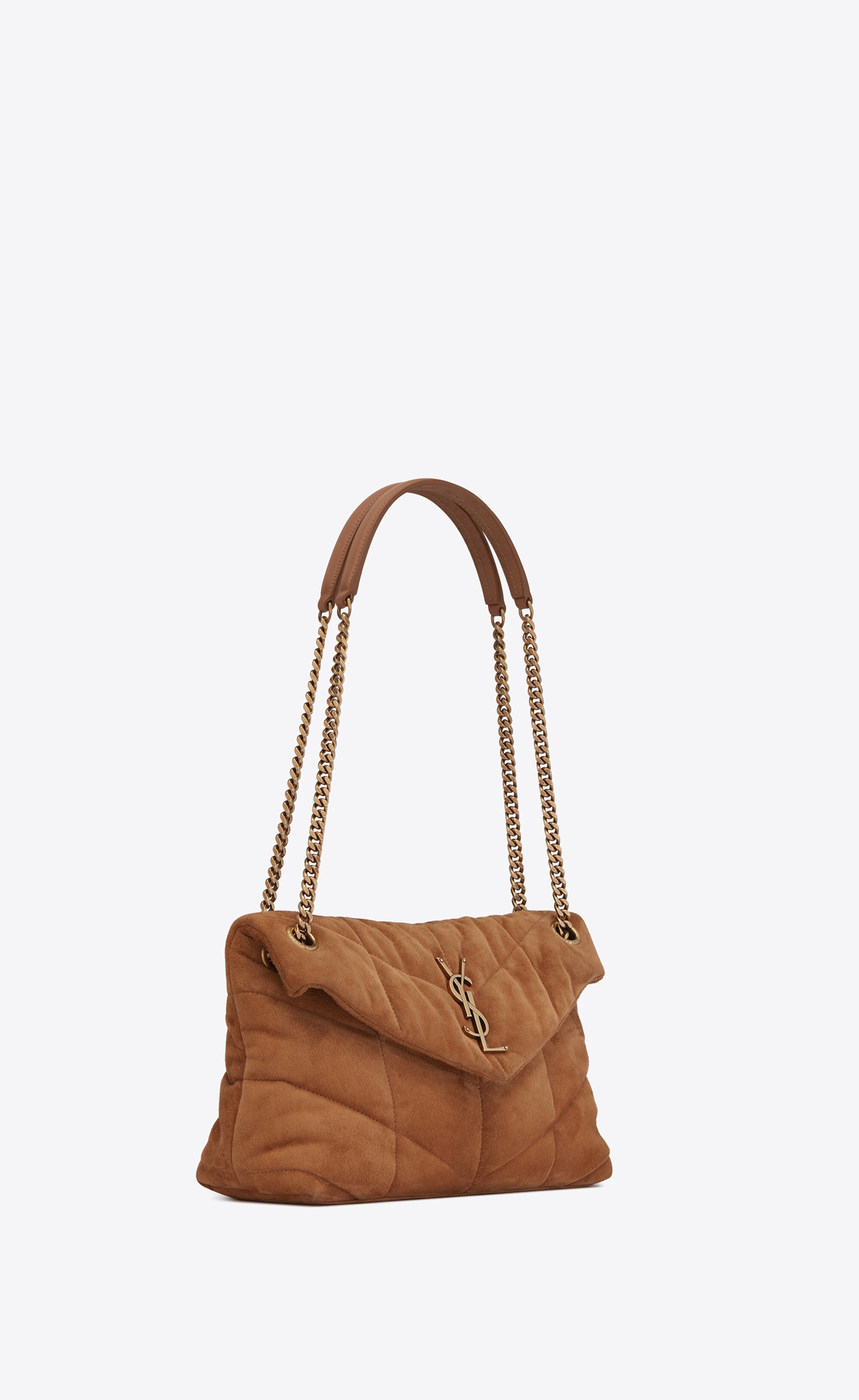puffer small chain bag in quilted suede - 6