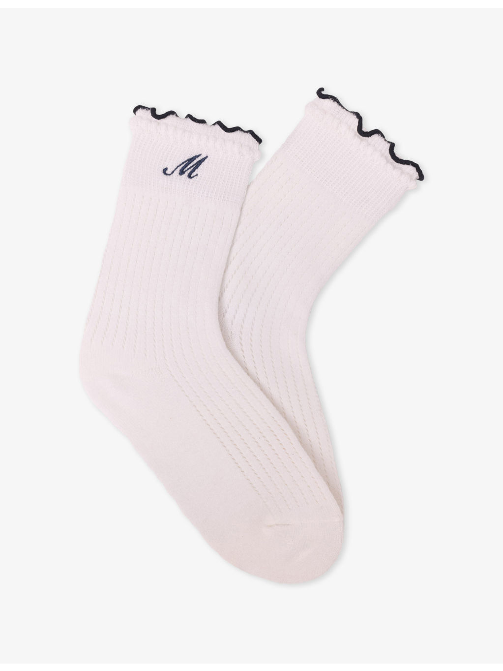 Logo-Embroidered Pointelle Stretch-Cotton Socks - 2