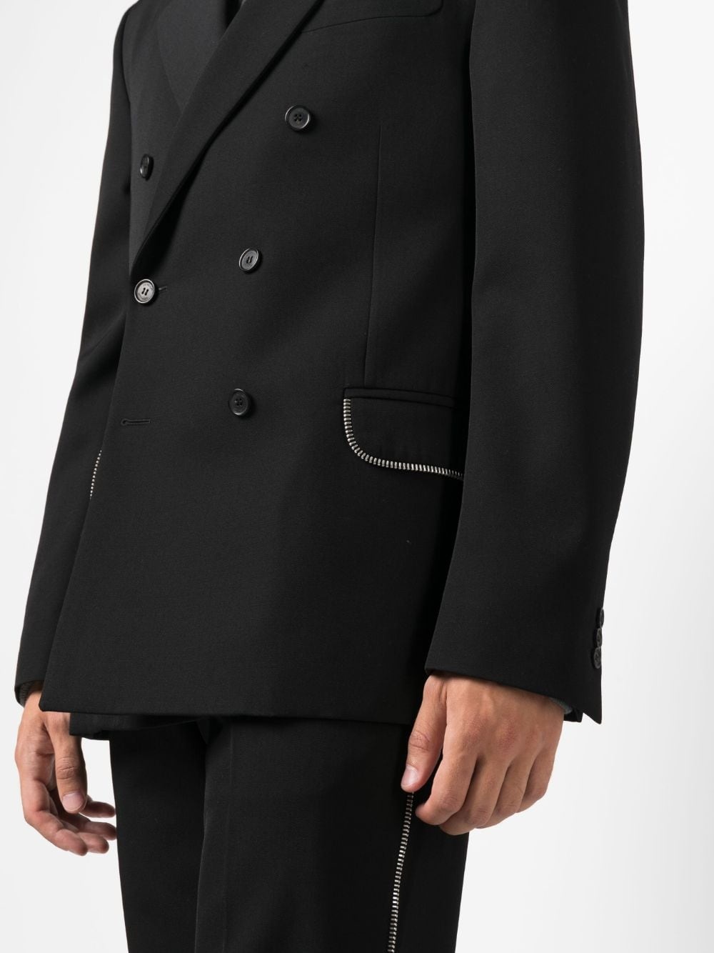 virgin wool double-breasted blazer - 5