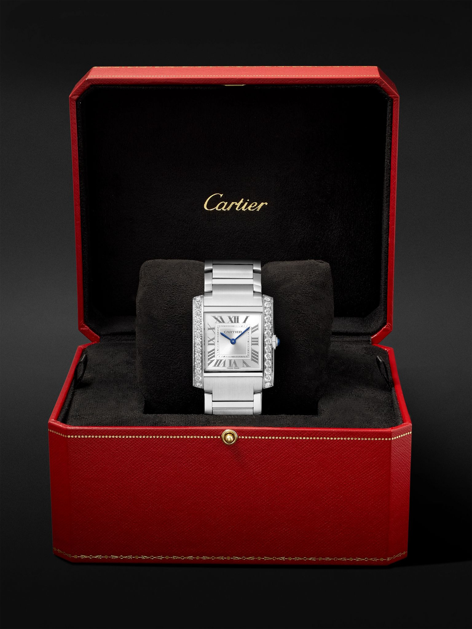 Tank Française Medium 32mm Stainless Steel Diamond Watch, Ref. No. W4TA0028 Silver - 7