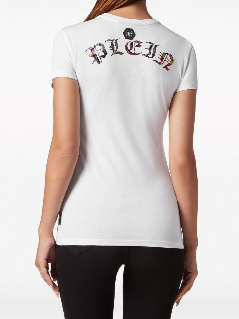 skull-print rhinestones-embellishment T-shirt - 4