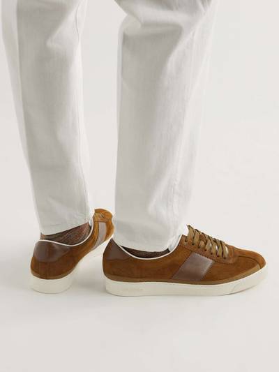 TOM FORD Bannister Leather-Trimmed Suede Sneakers outlook