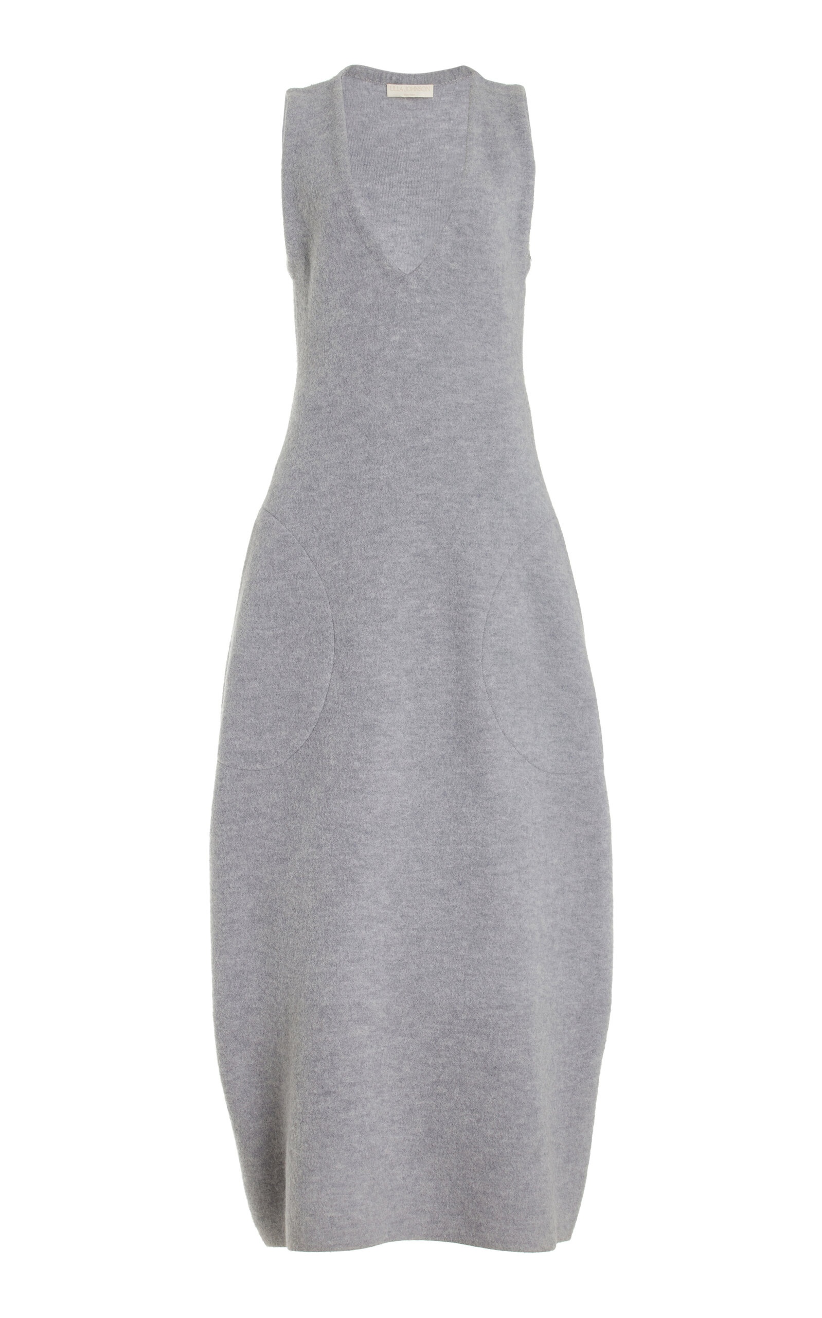 Nevina Curved-Seam Merino Wool Knit Maxi Dress grey - 1