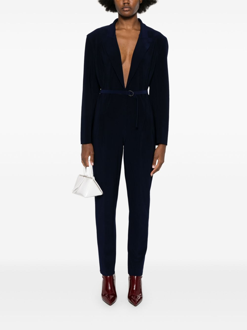 long-sleeved belted jumpsuit - 2