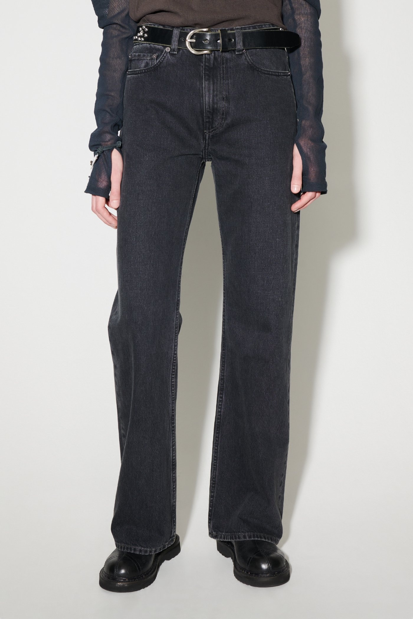 Boot Cut Washed Black Denim - 7