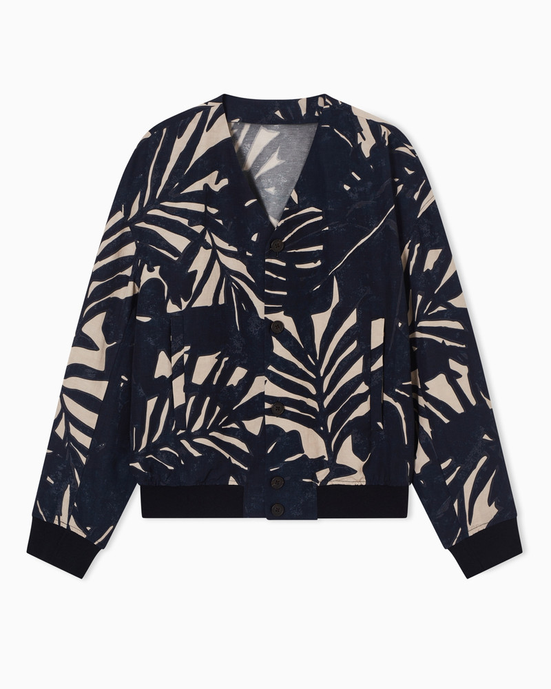 LINEN-BLEND JACKET WITH FOLIAGE-PRINT PATTERN 1