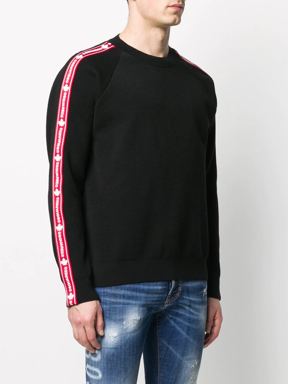 logo stripe crew neck jumper - 3