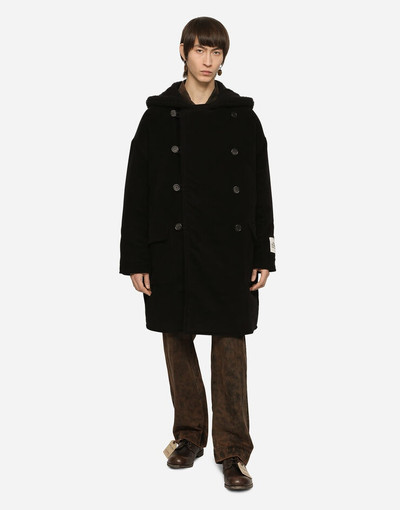 Dolce & Gabbana Fustian coat with shearling hood outlook