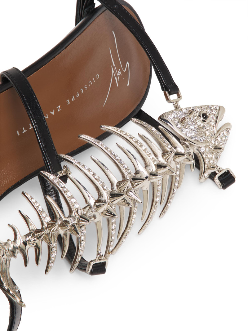 Women's Embellished Fishbone 100MM Stiletto Sandals - Black 5