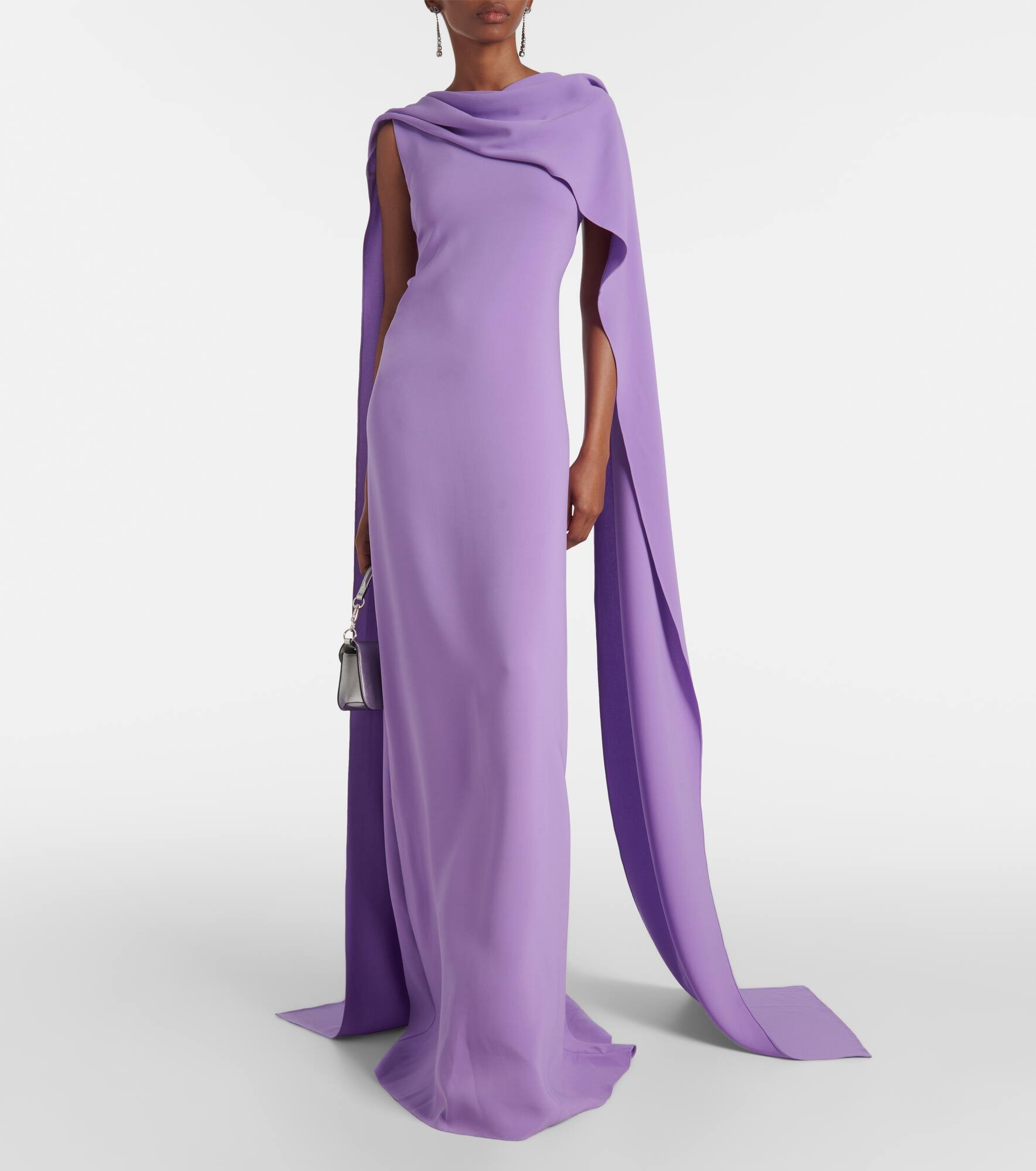 Caped silk-blend georgette gown - 2