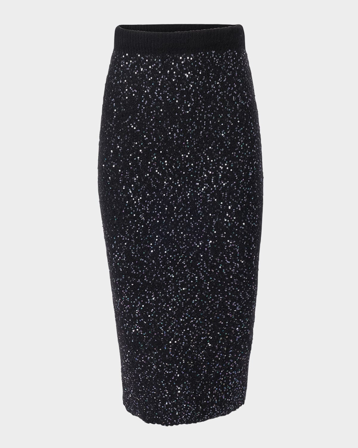 Sequined Knit Pencil Skirt - 1