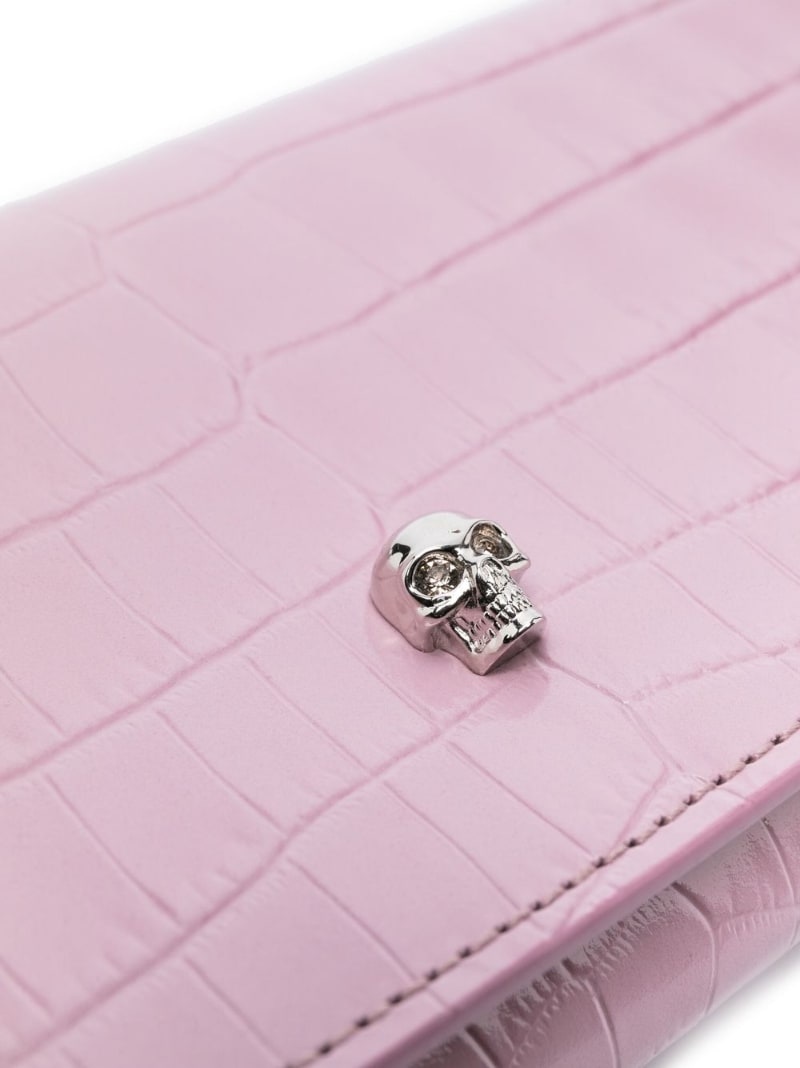 crocodile-embossed skull-stud crossbody bag - 5