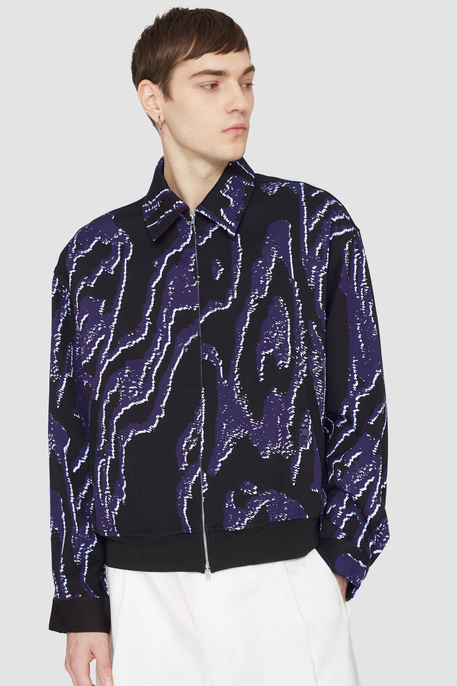 Printed Zip-Front Bowler Jacket - 2
