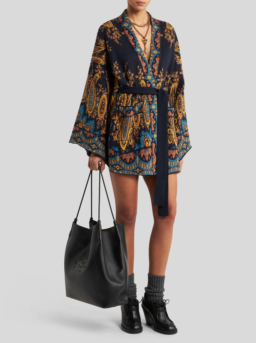 JACQUARD KESA ROBE WITH BELT - 3