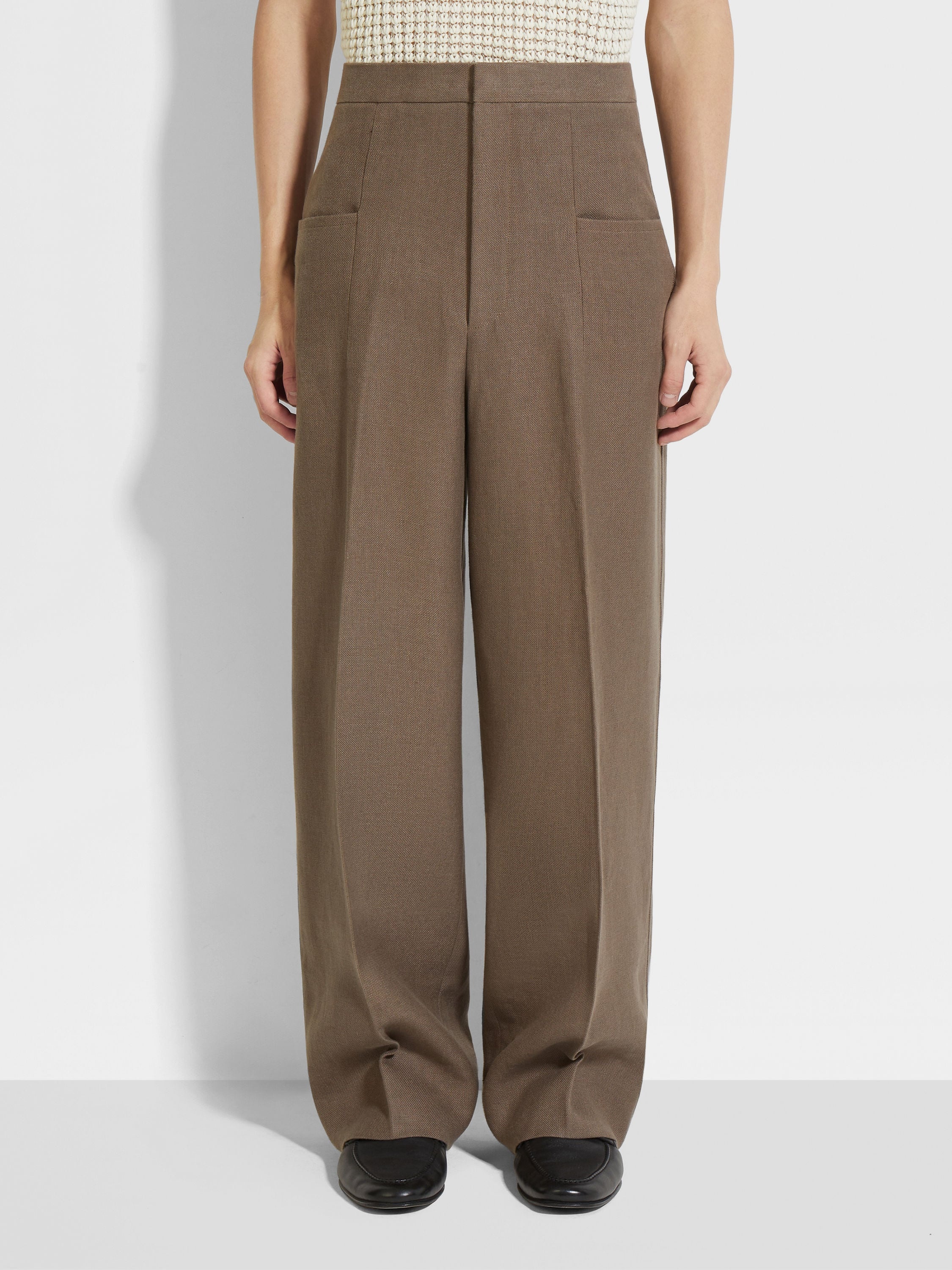 DARK TAUPE OASI LINO PANTS - 5