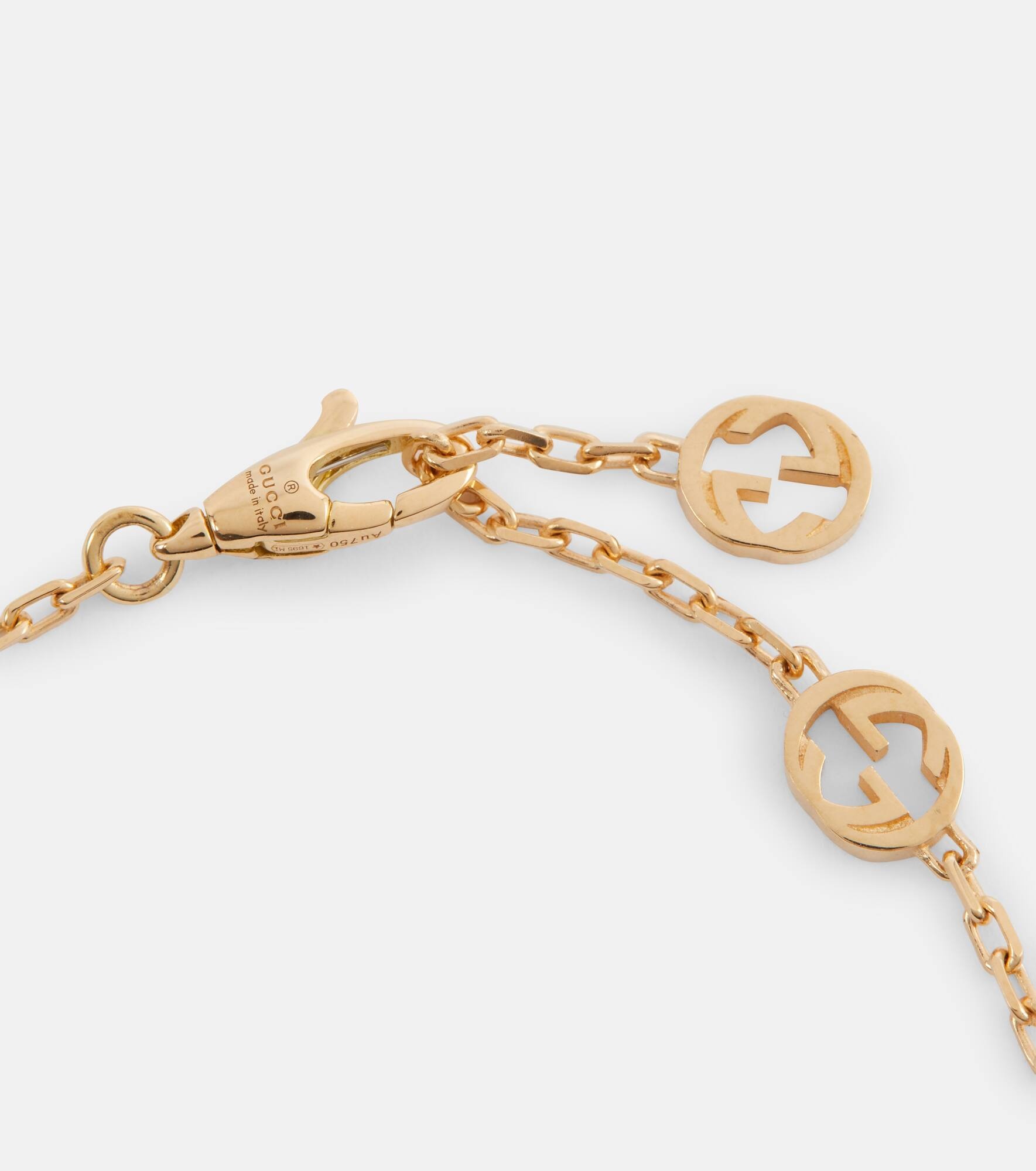 Interlocking G 18kt gold necklace with onyx and diamond - 2