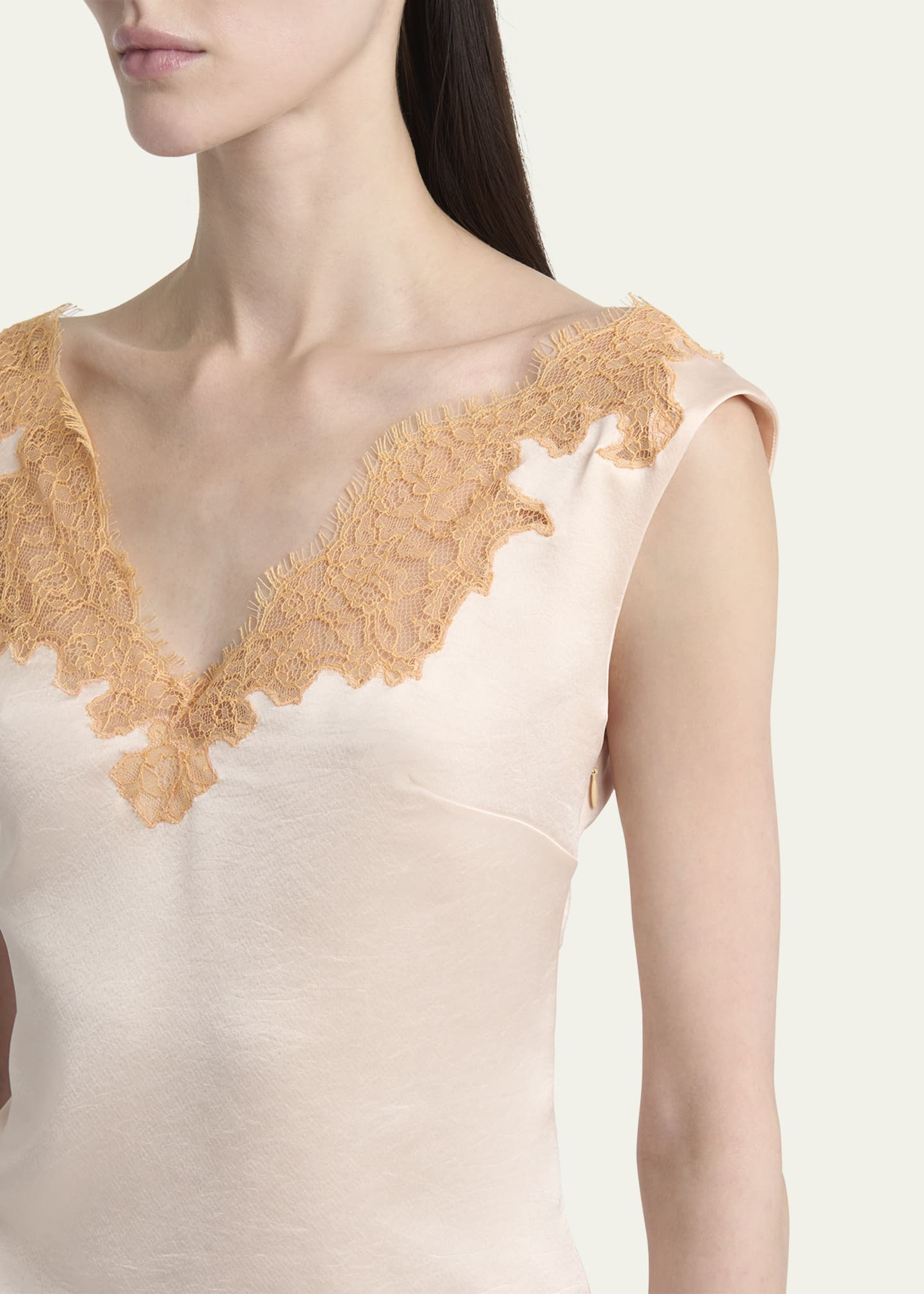 Lace Inset Satin Sleeveless Top - 5