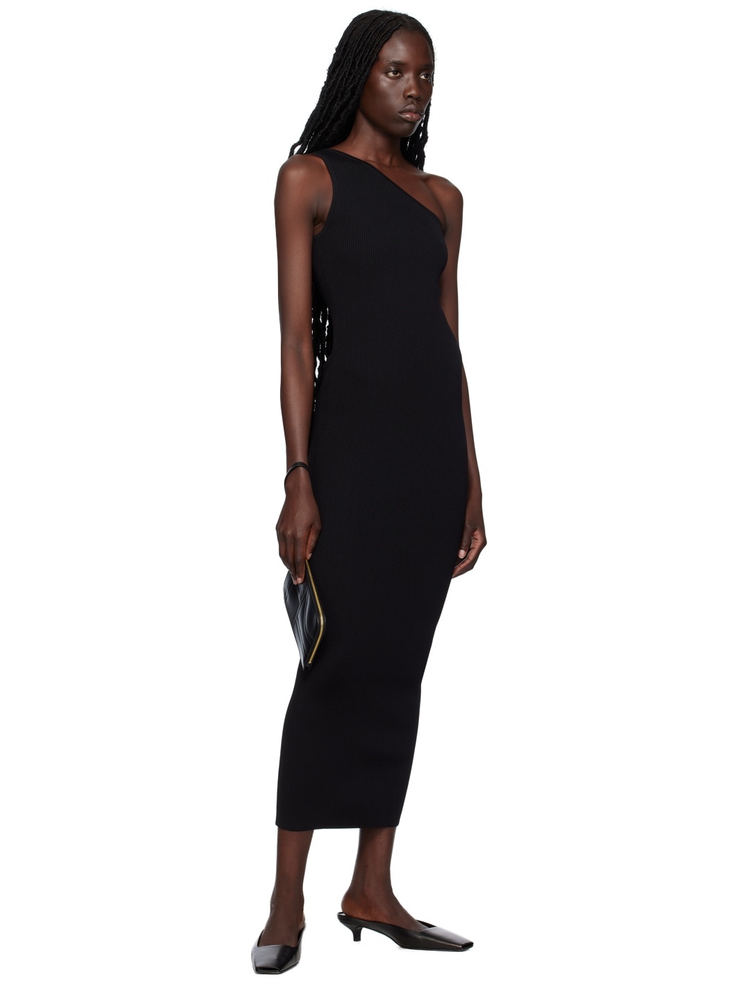 Black Single-Shoulder Maxi Dress - 4