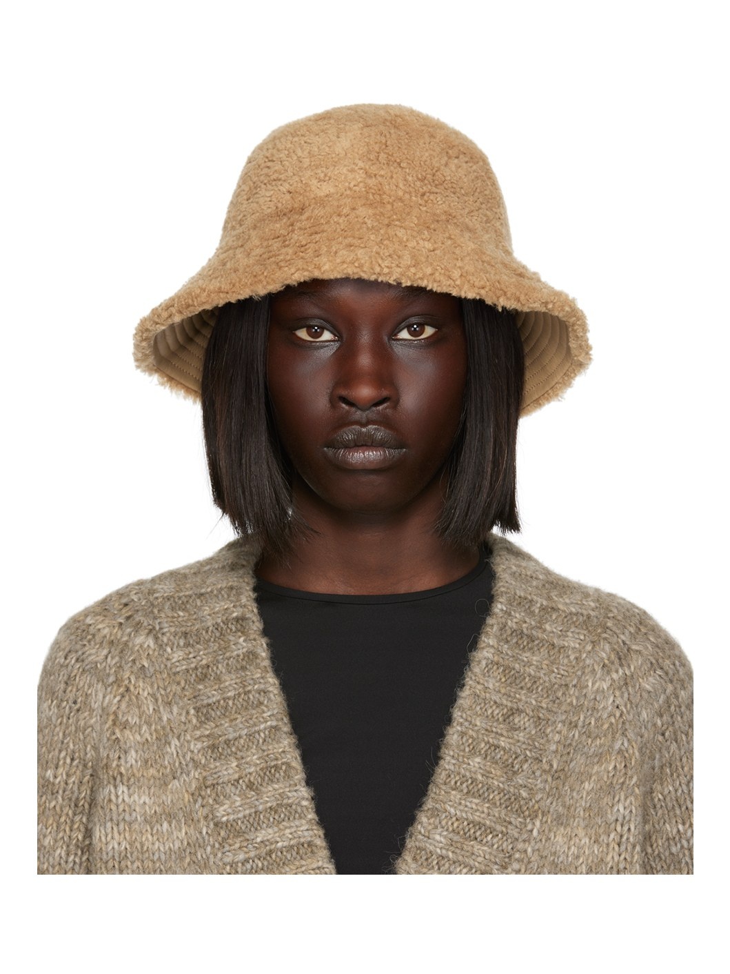 Beige Reversible Bob Bucket Hat - 1