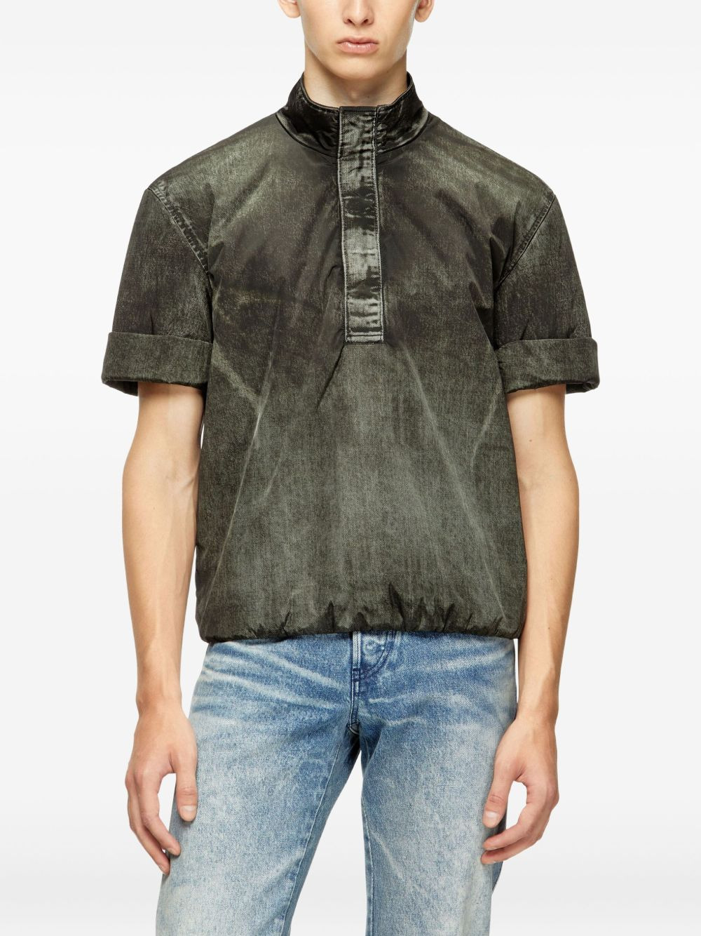 denim-effect short-sleeve polo shirt - 3