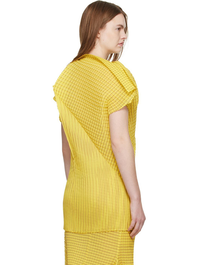 Yellow Generic Stripes Machine Pleats Blouse 3