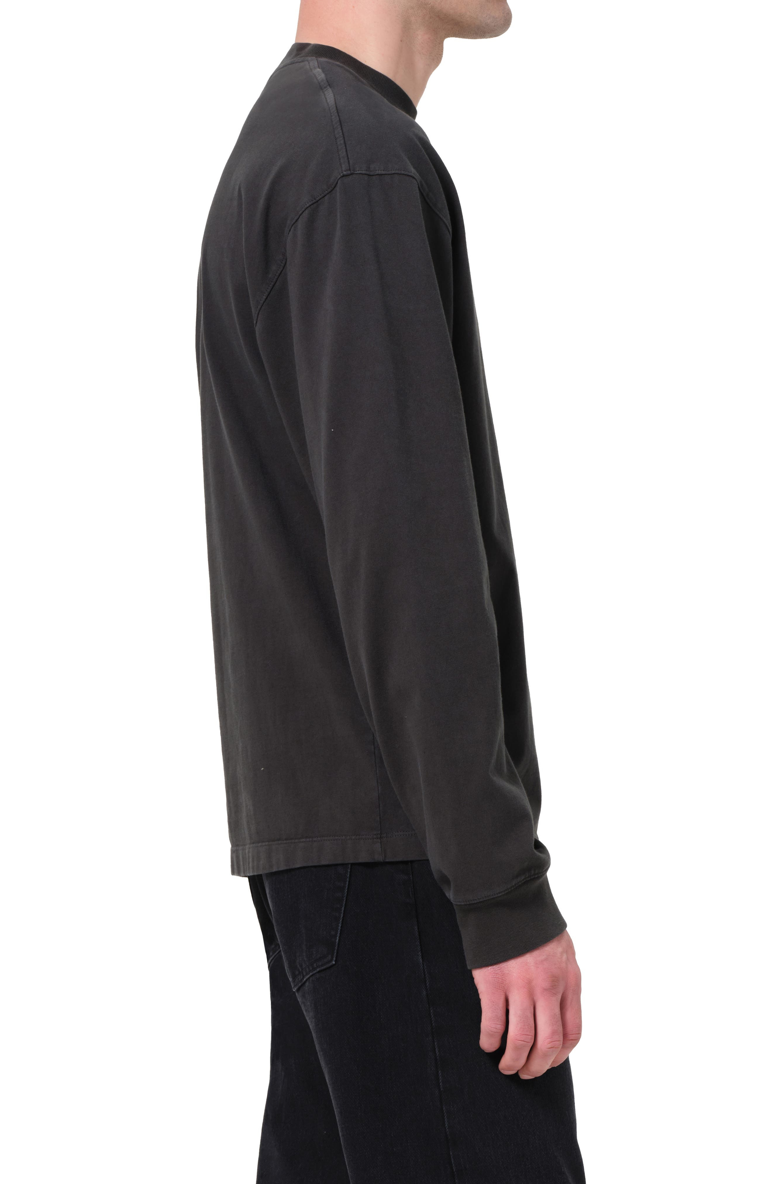 AGOLDE Asha Long Sleeve Cotton T-Shirt in Cave Dark Grey at Nordstrom - 3