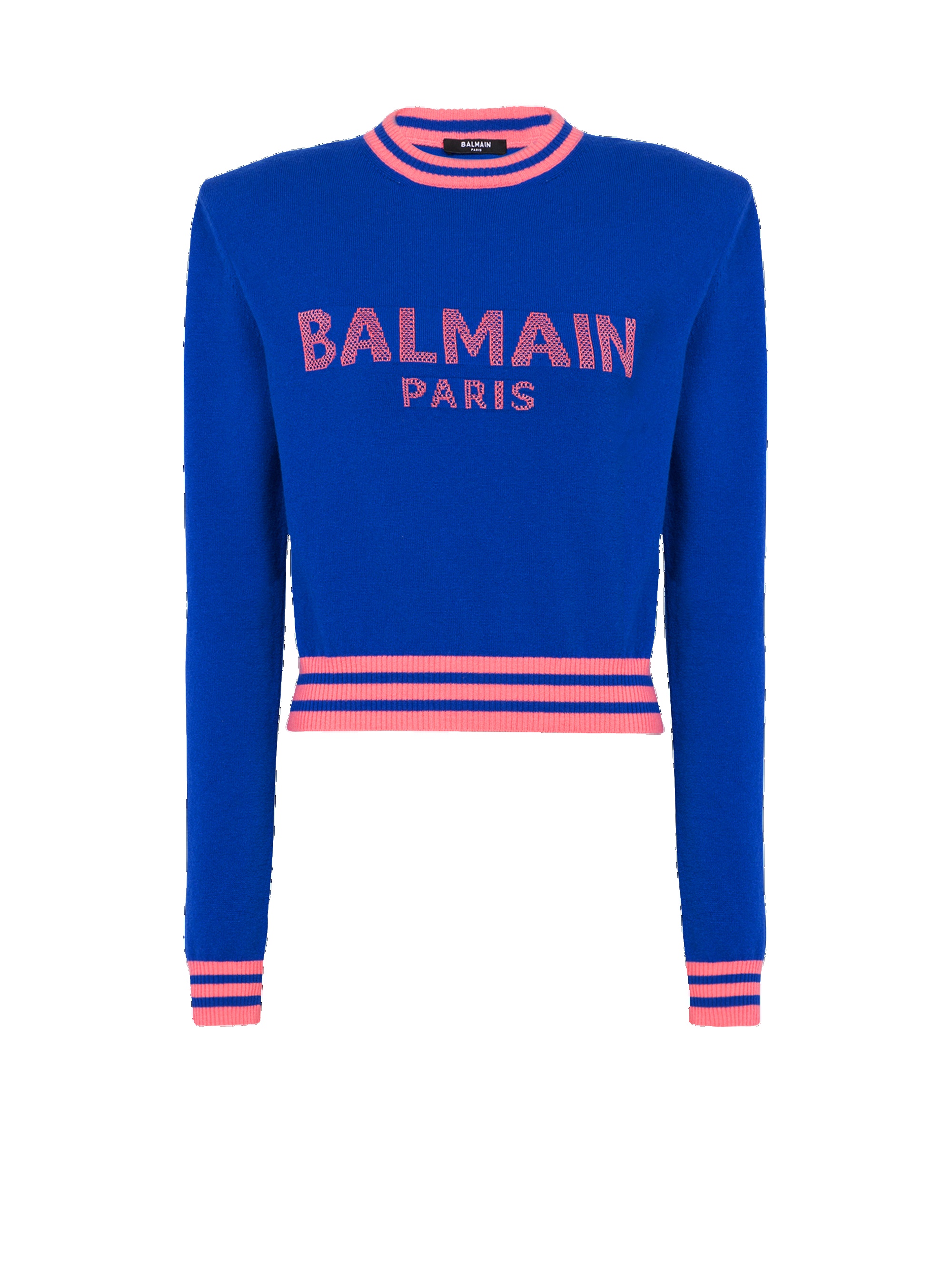 Cropped wool sweatshirt with Balmain logo - 1