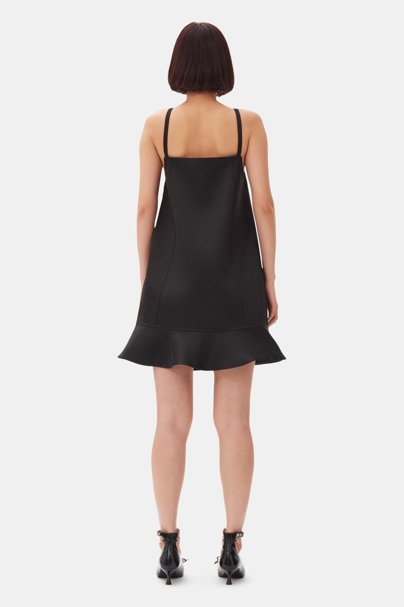 BLACK DUCHESSE SATIN MINI DRESS - 5