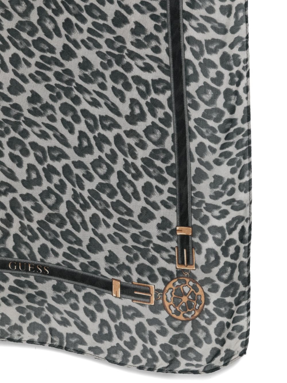 leopard-print chain-detail scarf - 2